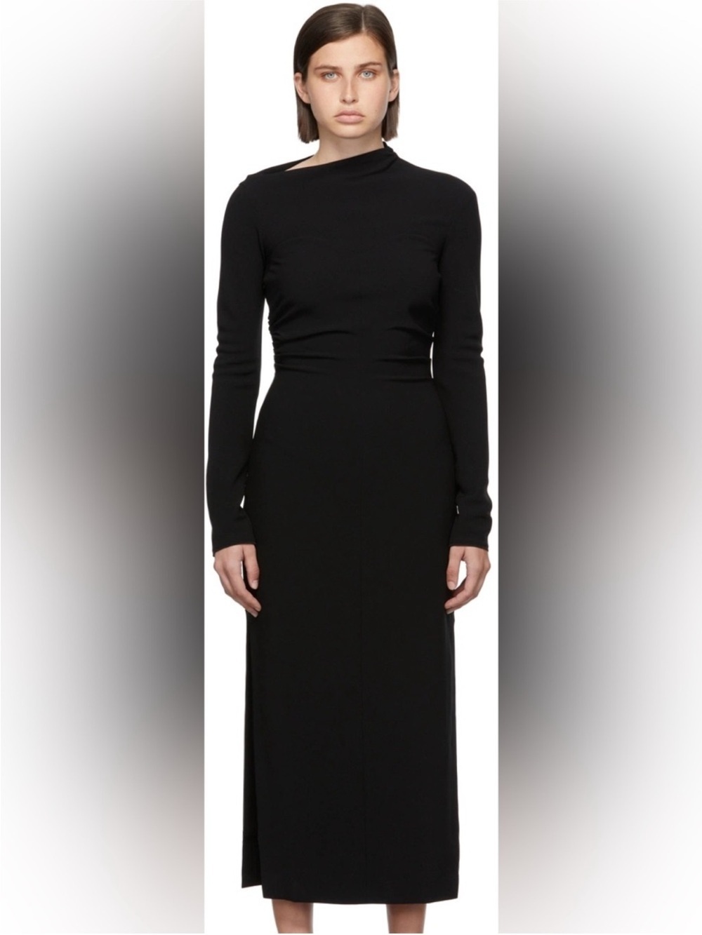 Nanushka Black Tamal dress Long Sleeve Side Slit Maxi Dress asymmetrical helsa - Picture 5 of 9